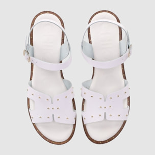 Sandalias de Piel - Blanco - Tacón: Bajo