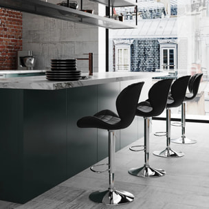 Lot de 2 chaises de bar réglables 53/74 cm en cuir synthétique noir - Mazzia