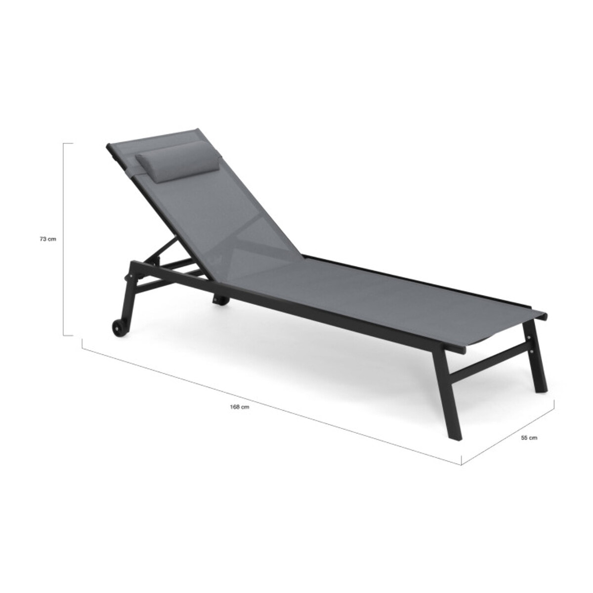 Transats inclinables Faro 5 positions noirs - lot de 2