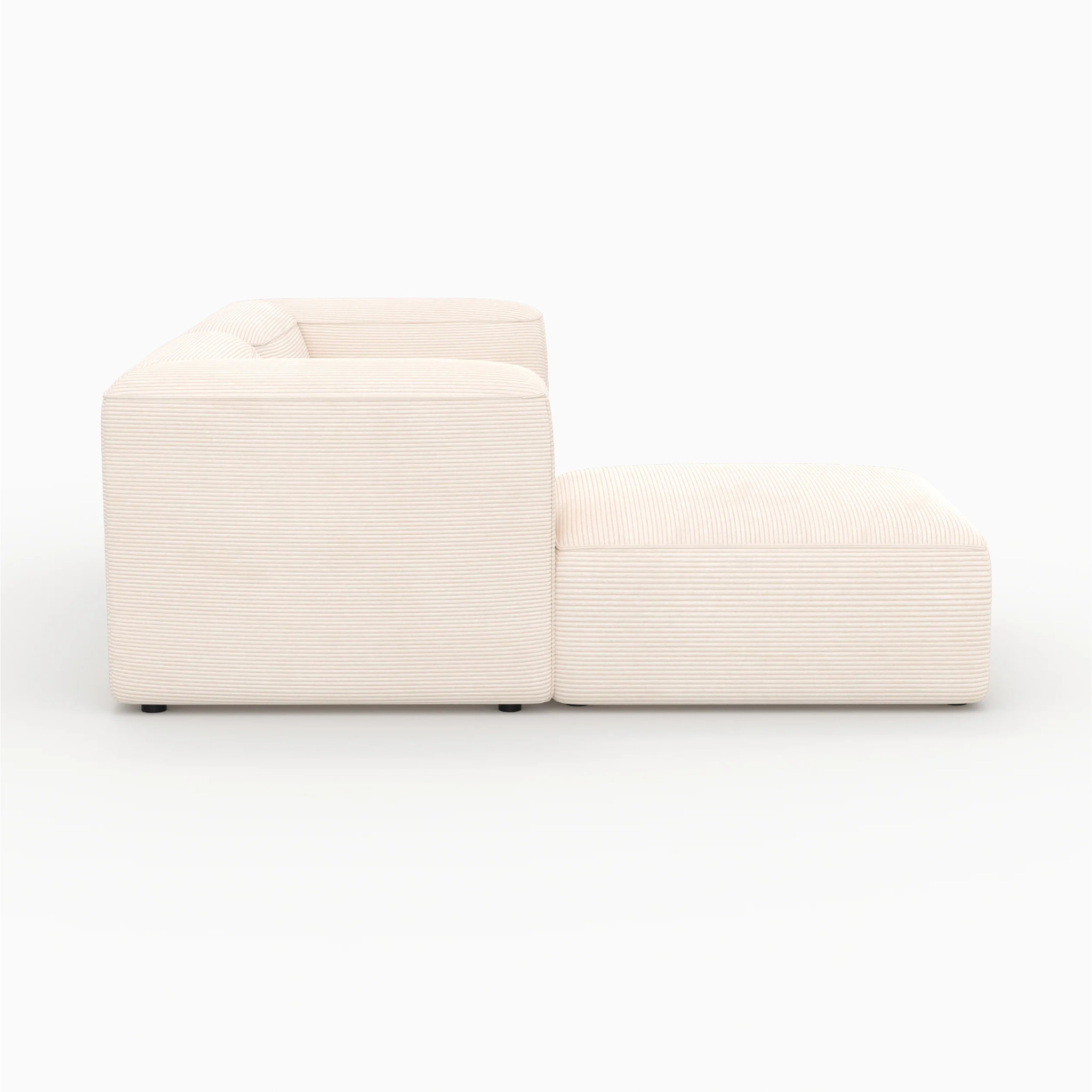 Canapé modulable en velours blanc 2 places avec pouf - Mina
