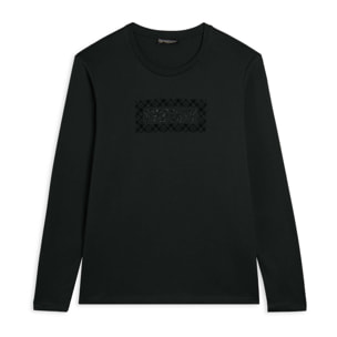 T-shirt comfort manica lunga con retro stampato