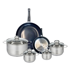 Ensemble de 2 Poêles de cuisson 20 et 32 cm et 4 faitouts 12, 14, 16 et 24 cm Elo Prima Brillant
