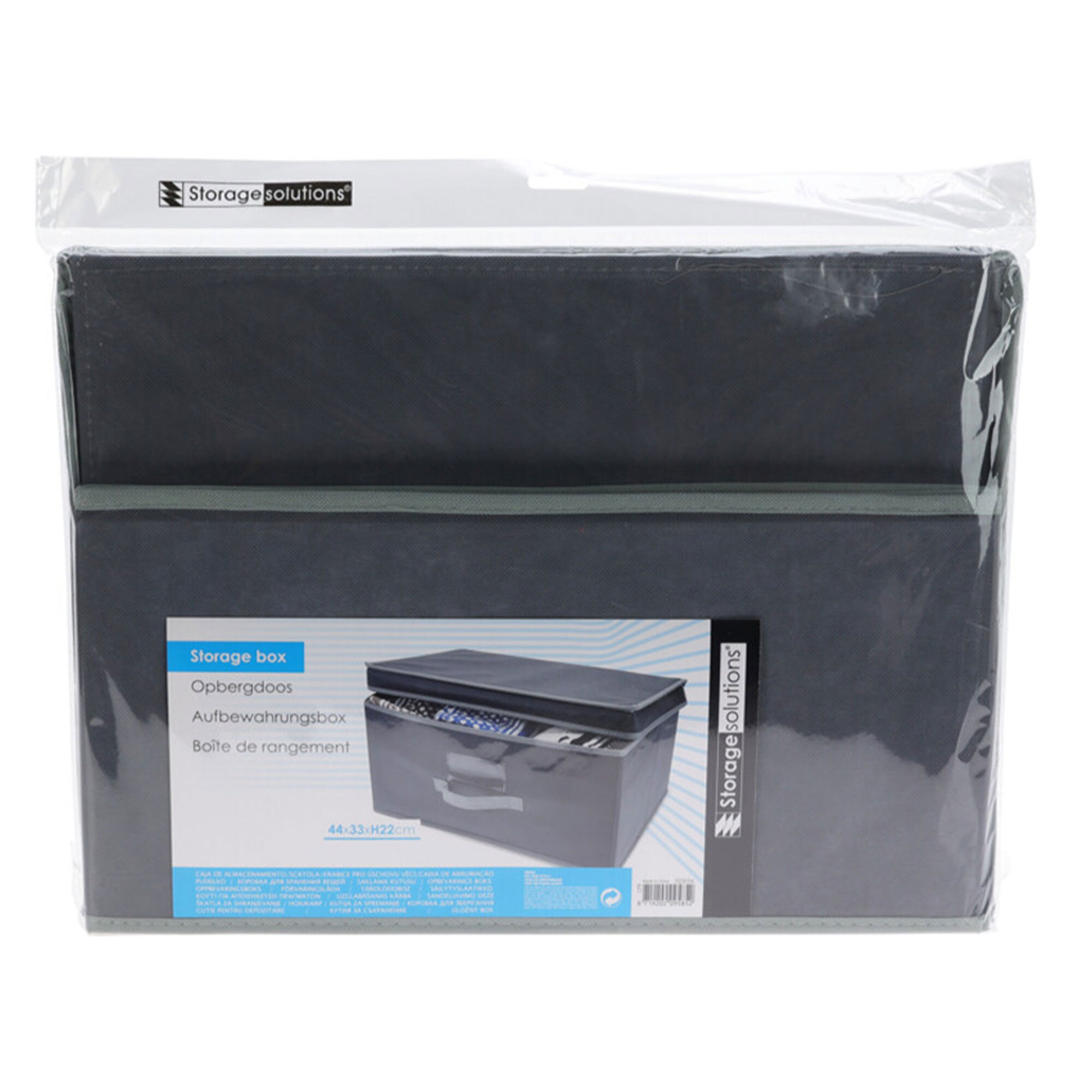 Well home caja de almacenamiento con tapa abatible de cartón no tejido - 44x33x22cm en gris oscuro