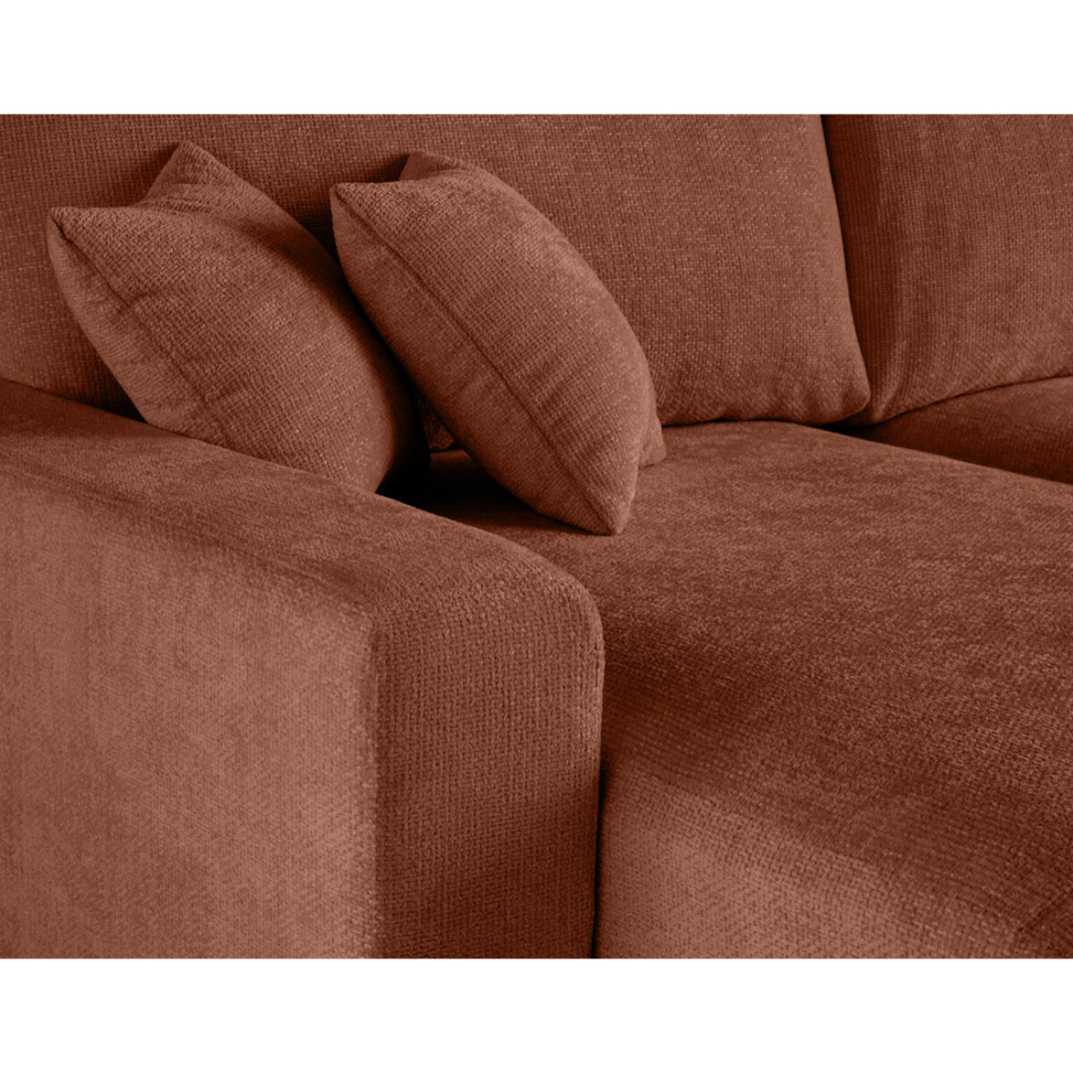 Pivoine - canapé panoramique en U - 7 places - convertible avec coffre - en velours texturé - Terracotta