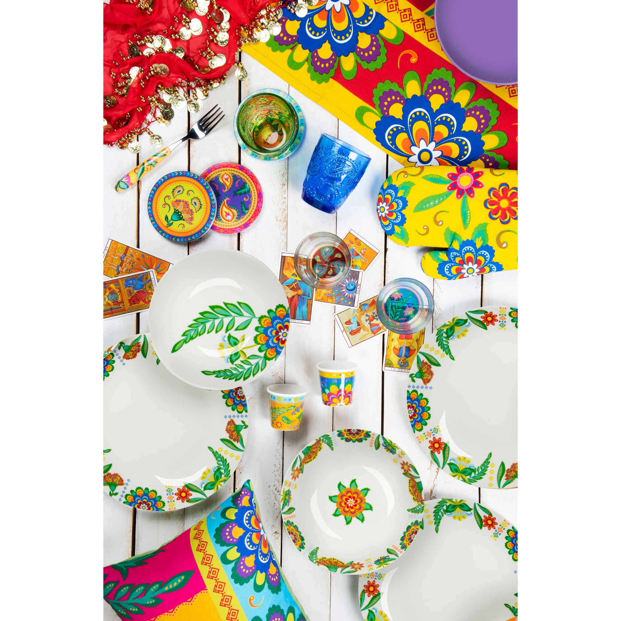 Servizio piatti 18 pezzi Excelsa – Gipsy Flower, Porcellana Bianco