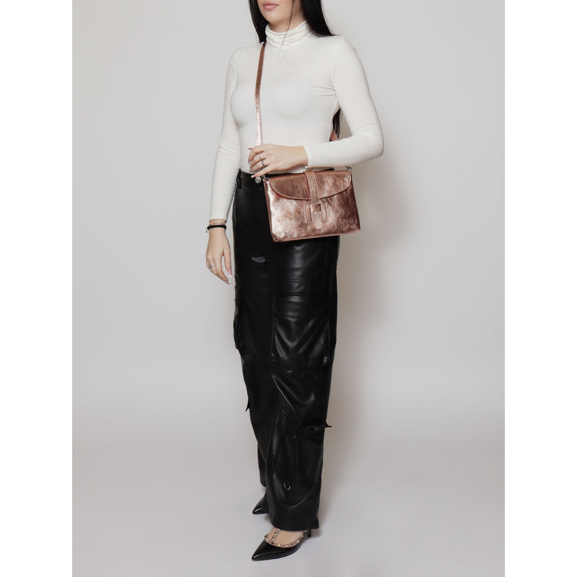 Borsa a mano da donna - Modello False - Vera pelle - 26.0 x 19.0 x 3.0 cm