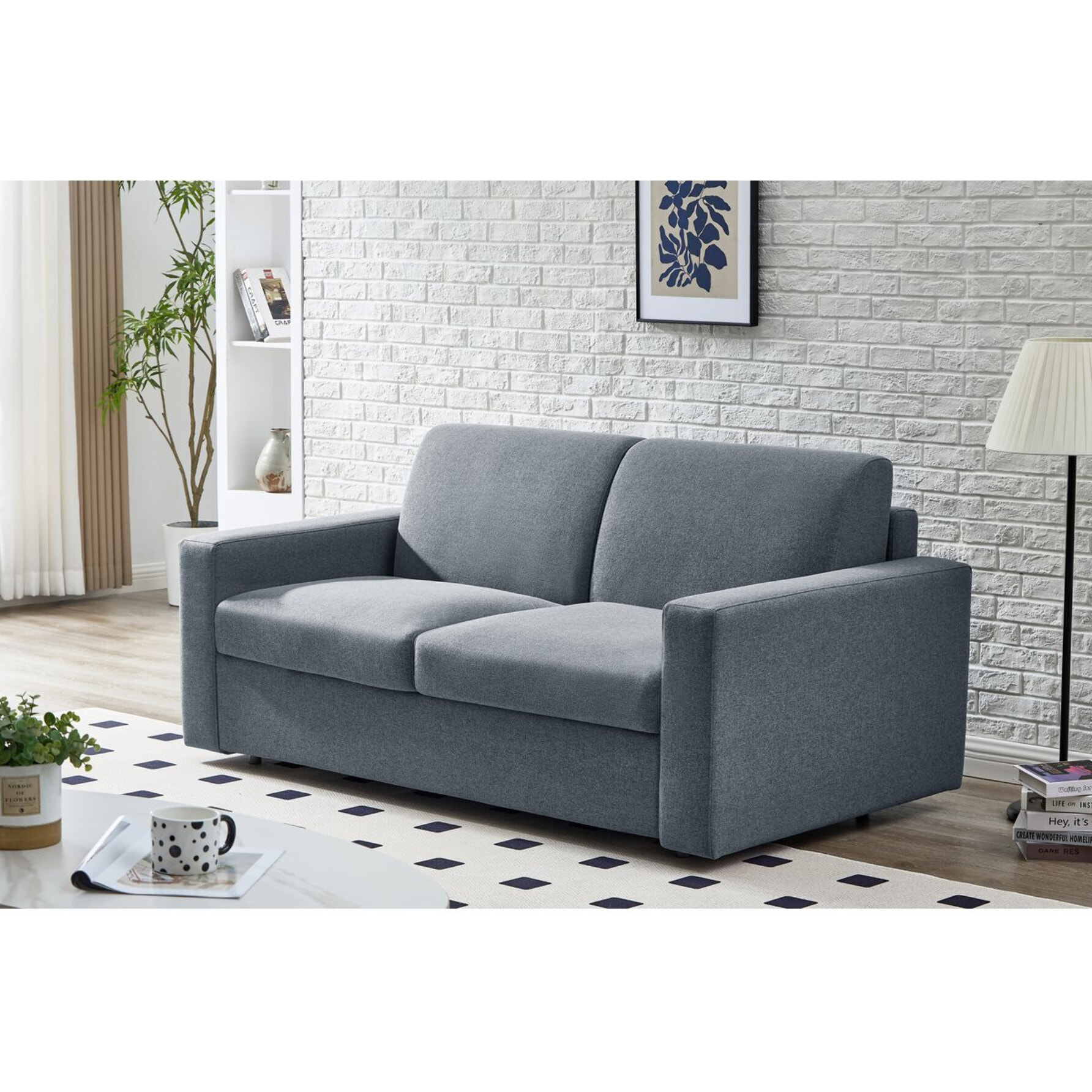 Canapé lit convertible express en tissu "Diana" - Gris