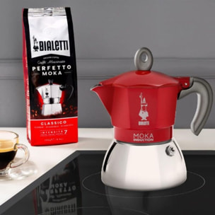 Cafetière italienne BIALETTI dont induction Moka Rouge - capacité 6 tasses