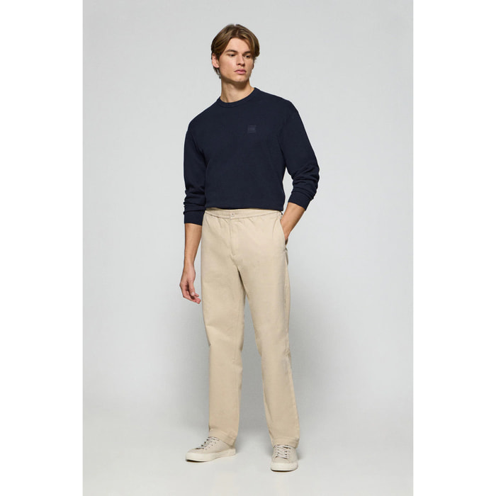 Pantaloni Trent beige con elastico in vita e particolari Polo Club