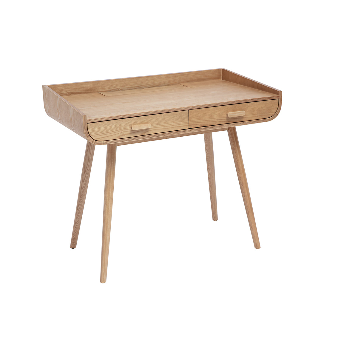 Bureau scandinave bois clair avec rangements 2 tiroirs L100 cm HALLEN