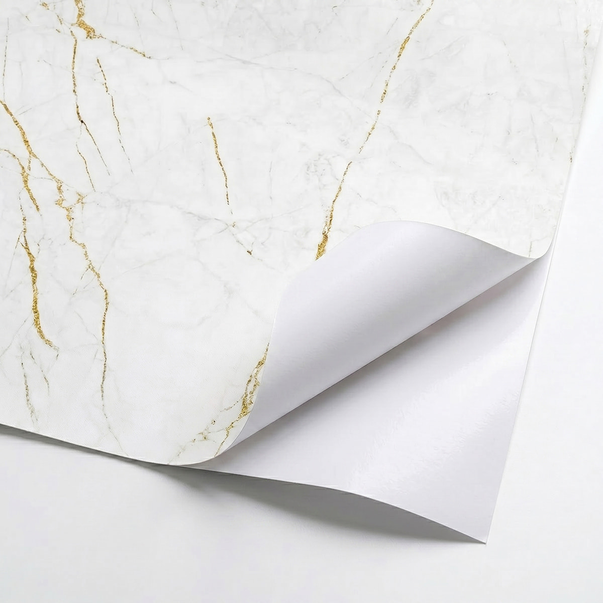 Sticker Sol avec laminat de Protection en Plastique Anti-dérapant | Stickers adhésif Sol - SOL MARBRE BLANC ET DORURES - 1 sticker