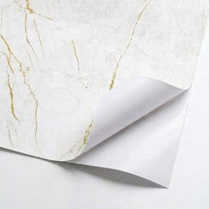 Sticker Sol avec laminat de Protection en Plastique Anti-dérapant | Stickers adhésif Sol - SOL MARBRE BLANC ET DORURES - 1 sticker