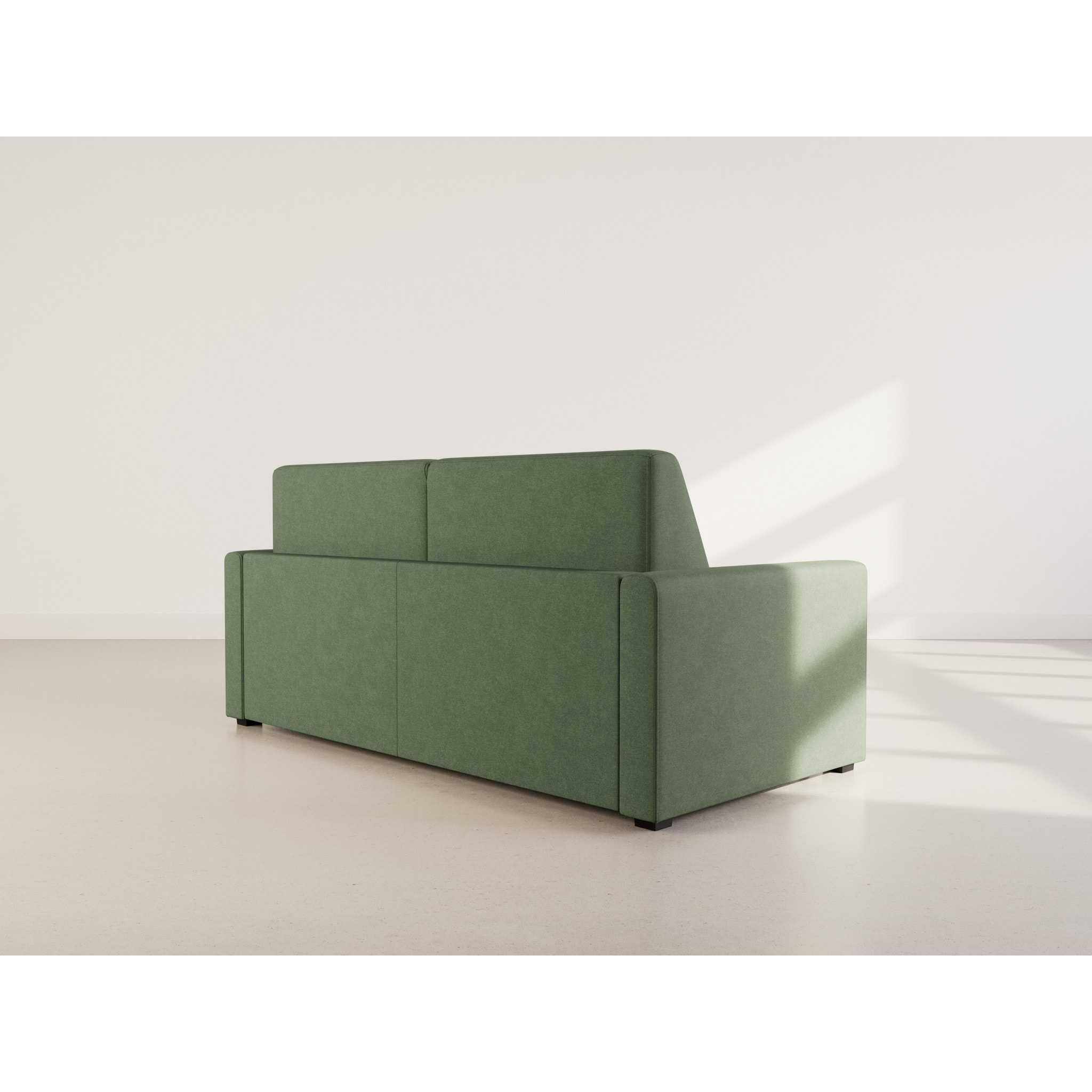 Julia - canapé lit 3 places convertible express couchage quotidien 140 cm matelas 14 cm en tissu - Vert