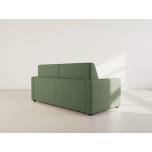 Julia - canapé lit 3 places convertible express couchage quotidien 140 cm matelas 14 cm en tissu - Vert