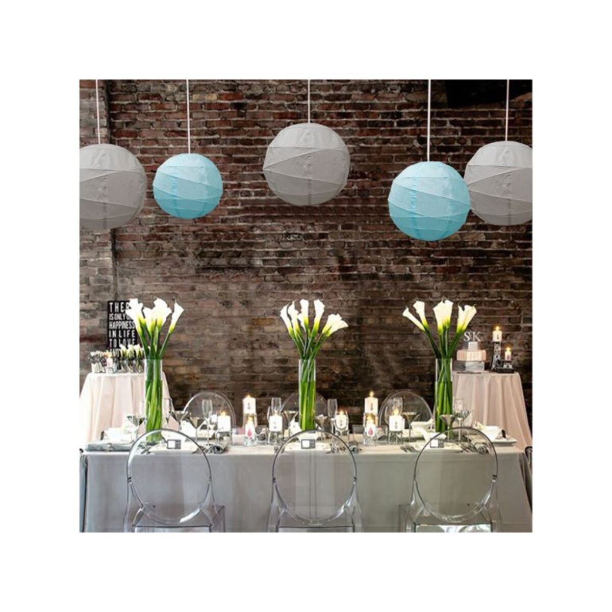 Lot de 4 lampions rond en papier D40 cm - LAMPY