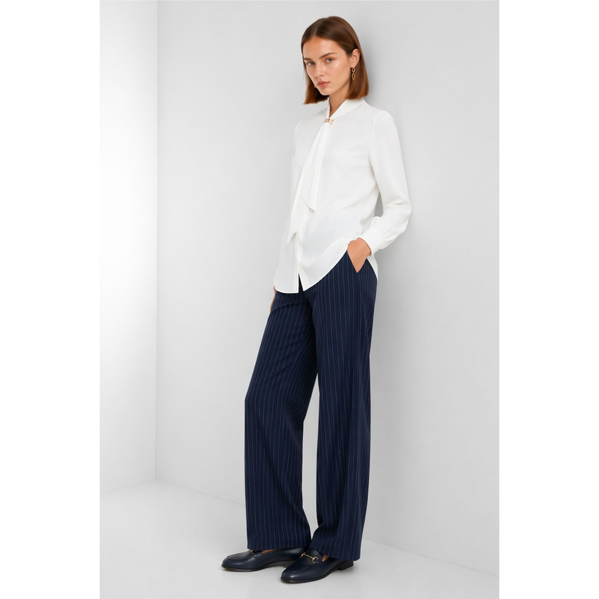Kocca - Blusa da donna a maniche lunghe con fiocco al collo Donna