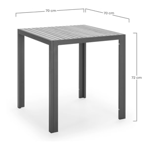 Mesa de Jardín Coral Cuadrada de Madera y Metal Negro