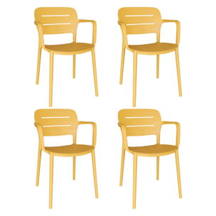 Lot de 4 fauteuils de table jaune extérieur en polypropylène SUNSET