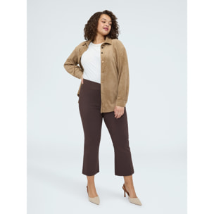 Fiorella Rubino - Pantaloni Kick Flare vita elasticizzata asimmetrica - Marrone