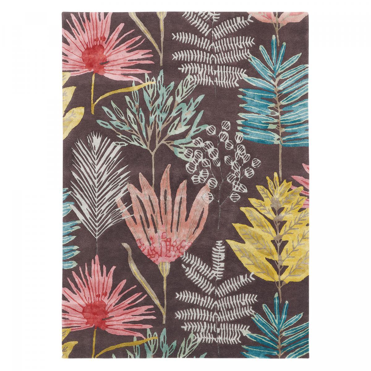 Tapis salon et chambre fait à la main en laine motif floral OLIL