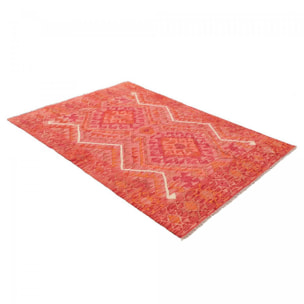 Tapis kilim géométrique, tissé plat en laine, UMES