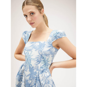 Motivi - Mini dress fantasia foliage - Azzurro