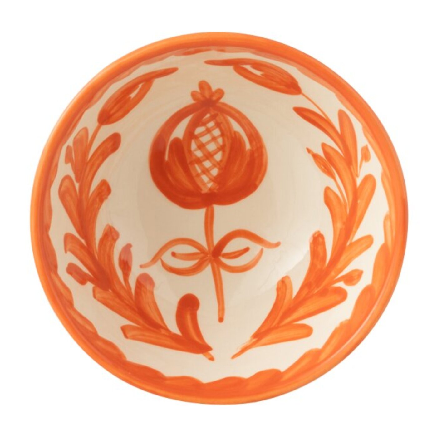 J-Line bol Granada High - céramique - blanc/orange - small - Ø 14 cm