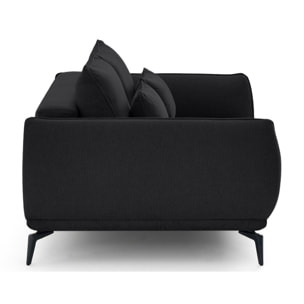 Arica - canapé droit 2 places en tissu texturé - Noir