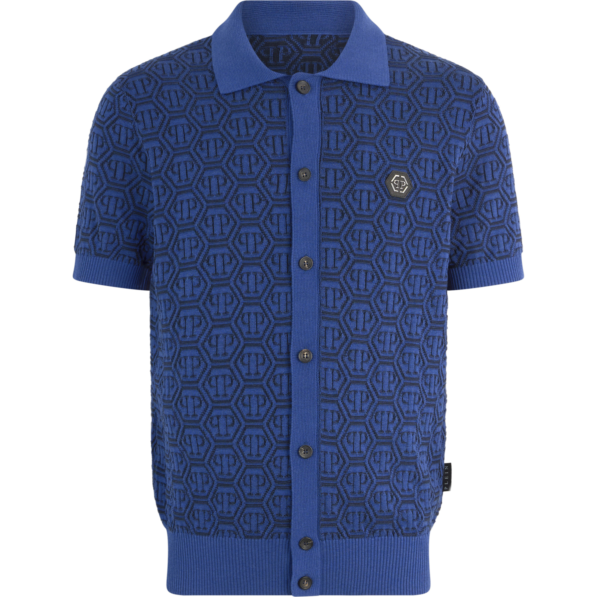 PHILIPP PLEIN Buttoned-Up Polo Shirt Jacquard Monogram