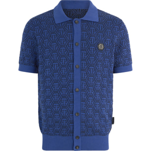 PHILIPP PLEIN Buttoned-Up Polo Shirt Jacquard Monogram