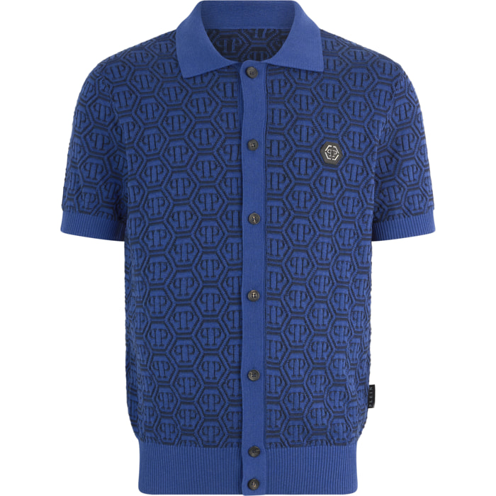 PHILIPP PLEIN Buttoned-Up Polo Shirt Jacquard Monogram