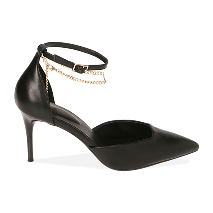 Zapatos de salón negros, tacón de 8 cm