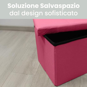 Pouf contenitore imbottito in tessuto con seduta lunga, panca multifunzione con spazio interno, ideale come poggiapiedi, seduta o contenitore, pratico e versatile per soggiorno, camera o ingresso, facile da pulire, dimensioni 76x34x34 cm