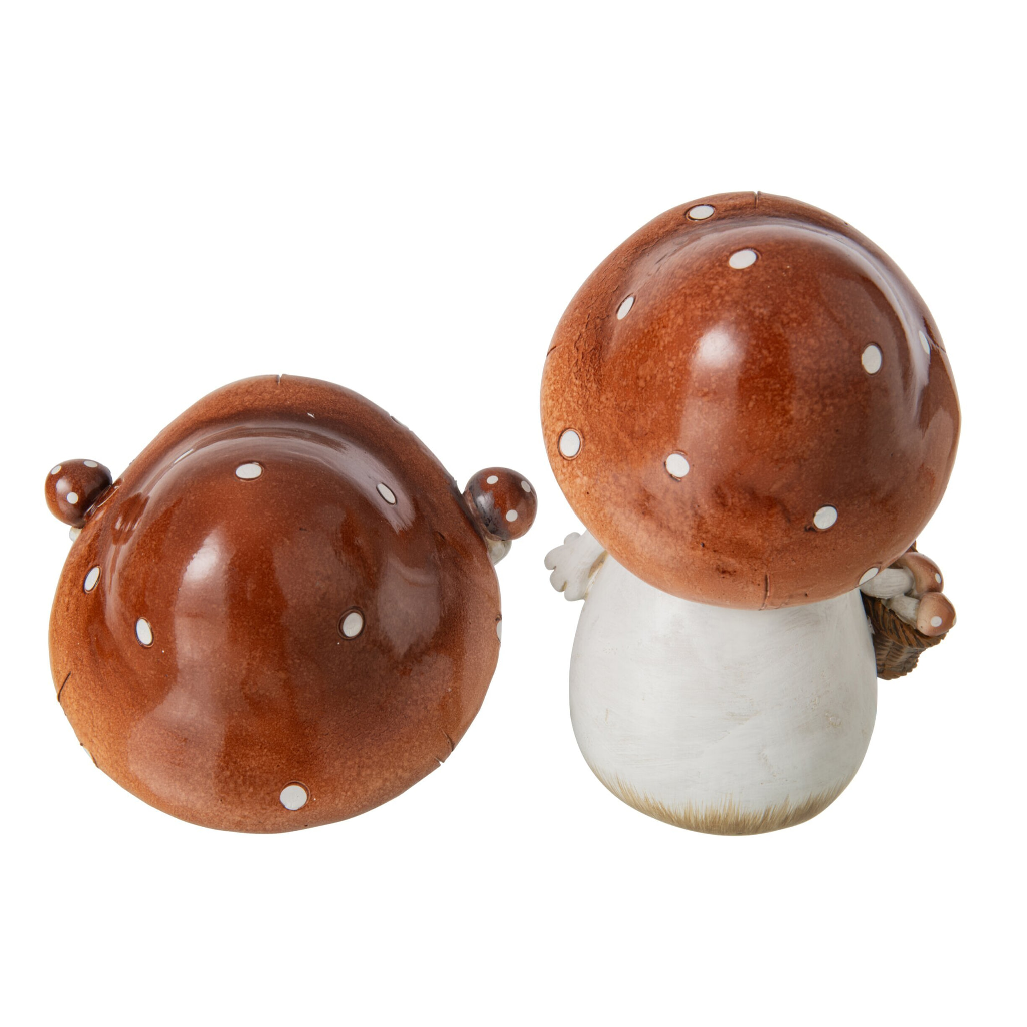 J-Line Champignon - polyrésine - marron/blanc - large - assortiment de 2