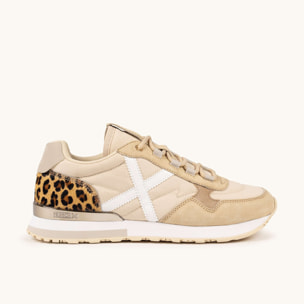 Zapatilla Sport Chic en Beige con Detalle Leopardo MUNICH SUNSET 65
