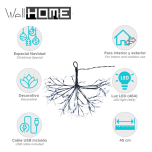 bola de luz colgante con 464 leds blancas 45cm