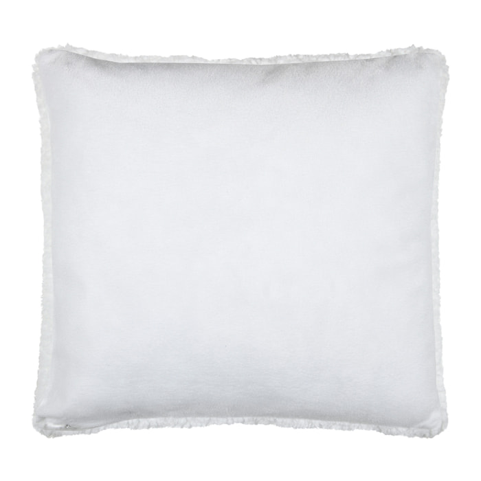 Coussin carré moelleux fausse fourrure - Blanc