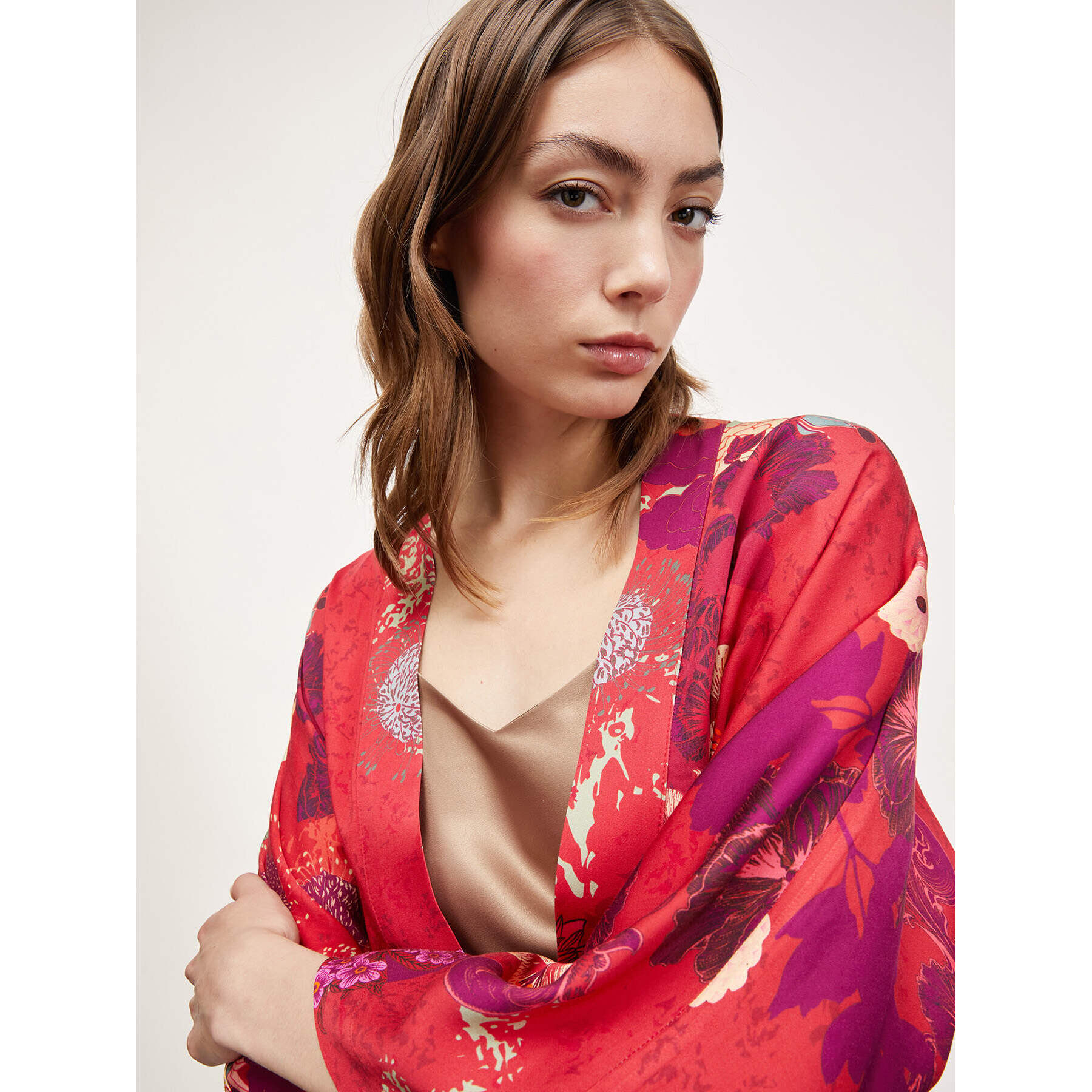 Motivi - Kimono con estampado de flores - Rojo