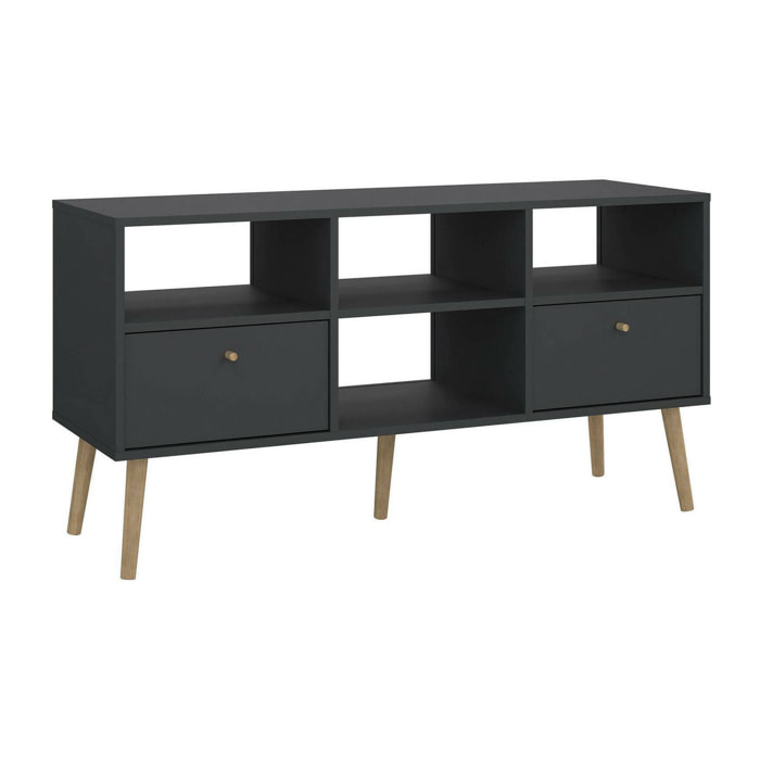 Mobile porta TV Conte, Credenza da soggiorno, Armadio basso per TV, Base parete attrezzata, 117x39 h61 cm, Grigio