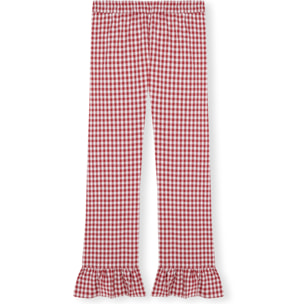 Pantalón de pijama de mujer vichy con volante en los tobillos