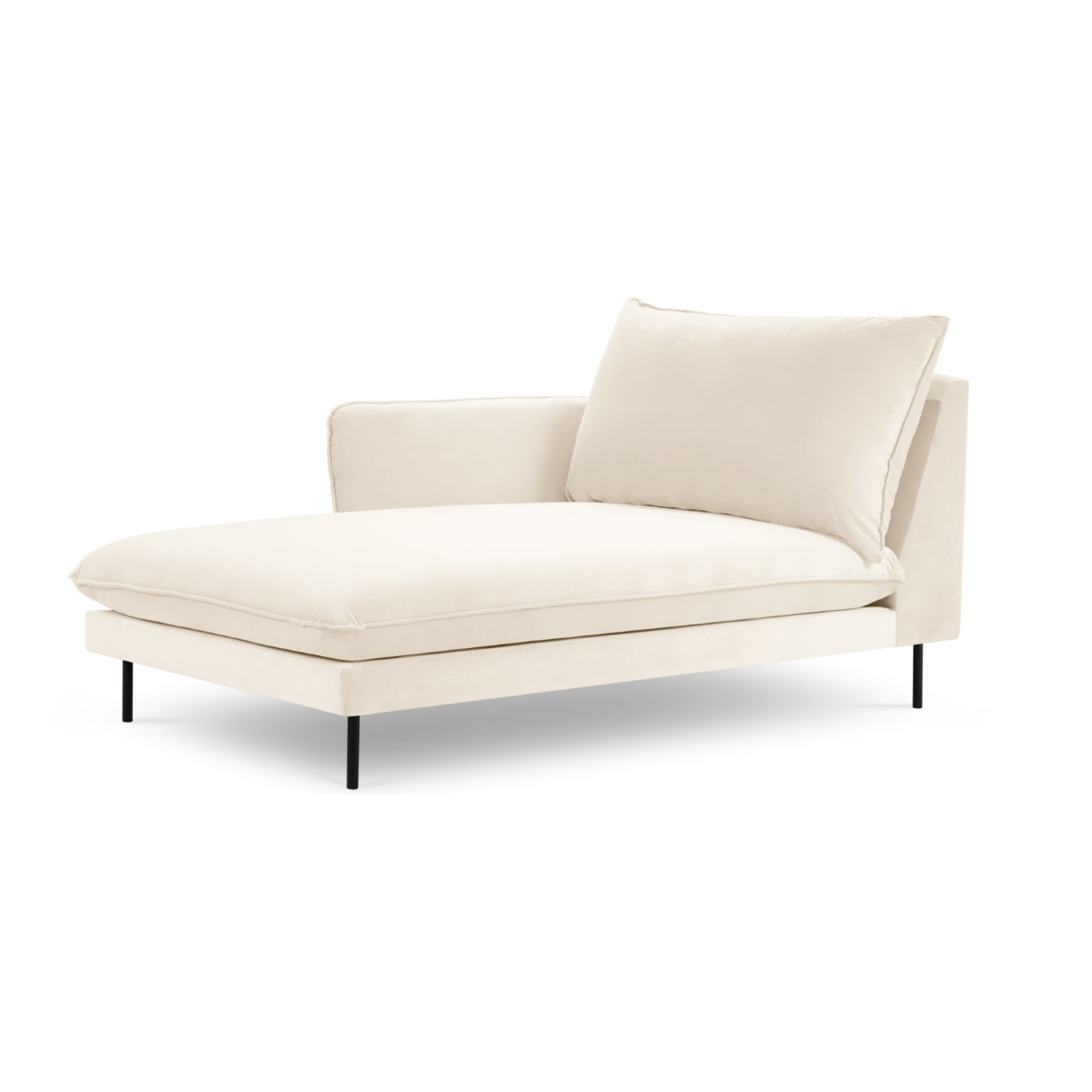Méridienne gauche "Vienna" en velours beige clair