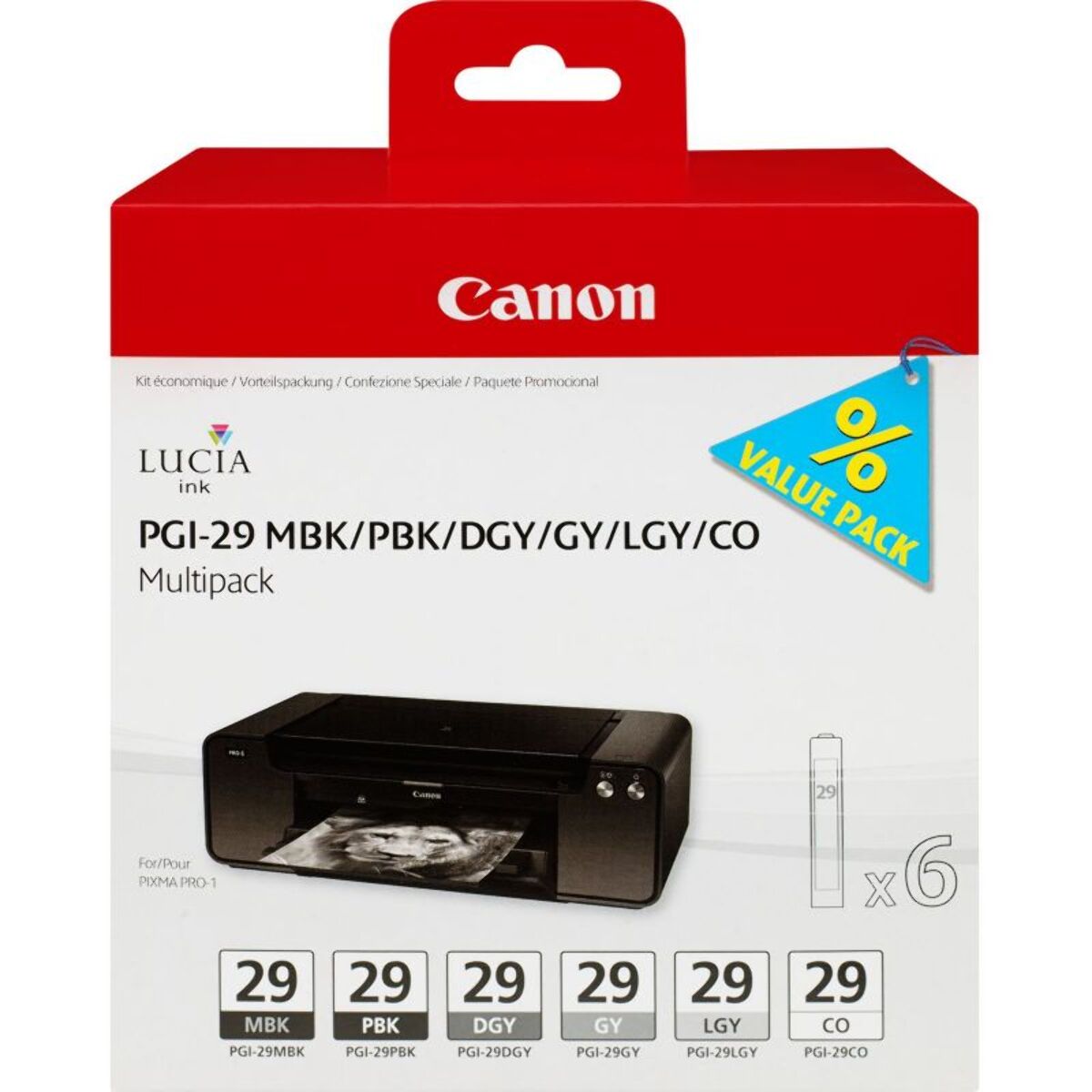 Cartouche d'encre CANON Pack Multipack 6 Originales PGI-29 (Noir/Gris Photo) - 4872B001