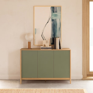 Aparador Nassau 3 puertas efecto Roble/Verde