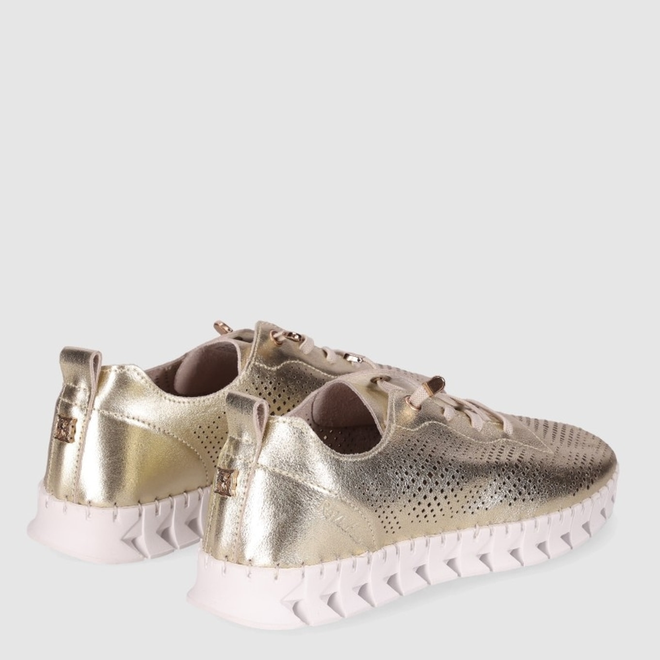 Zapatos de Piel - Platino - Tacón: Bajo