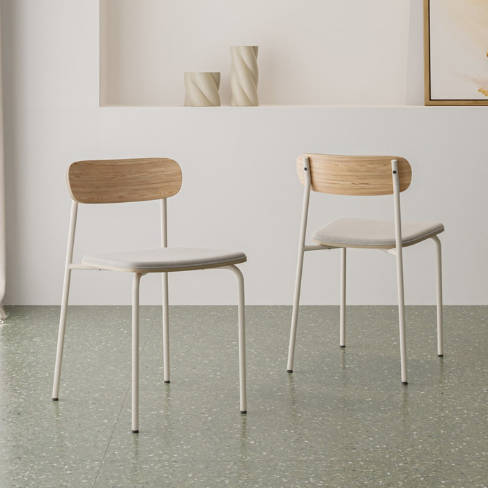 Lot de 2 chaises en tissu et effet bois - SVALA