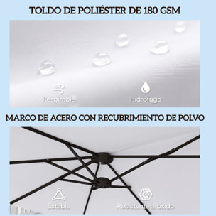 Sombrilla Doble 4,6x2,6 m, Sombrilla Terraza Exterior con Manivela Manual, Protección UV50+, Funda Protectora, Resistente al Agua, Parasol para Jardín, Terraza, Patio, Blanco