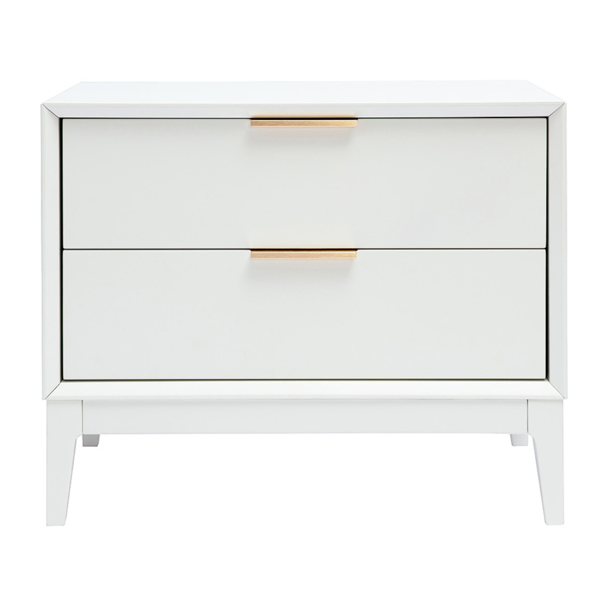Table de chevet blanche mat et métal doré avec rangements GIANA