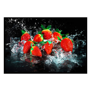 Affiche encadrée fraises fraîches sur glace Affiche + cadre en métal - Noir