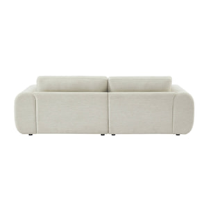 Canapé d'angle gauche 3 places tissu crème. pieds ronds L 231 x P 160 / 88 cm - Zenio