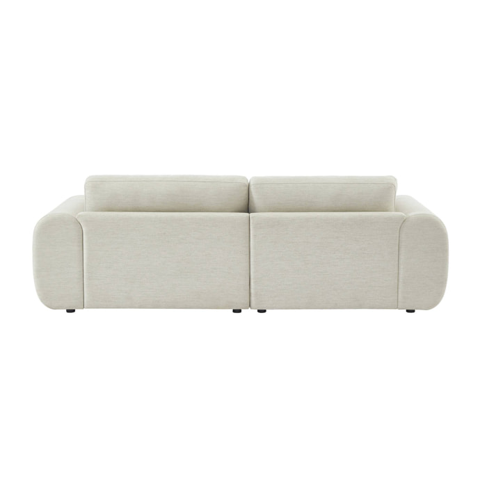 Canapé d'angle gauche 3 places tissu crème. pieds ronds L 231 x P 160 / 88 cm - Zenio
